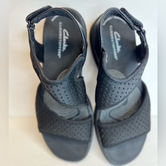 Clarks Cloudsteppers Womens Drift Fern Flat Black Wedge Comfort Adjustable Sz 6 - Picture 5 of 12